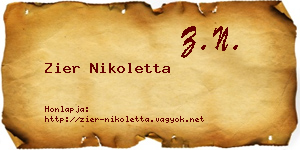 Zier Nikoletta névjegykártya